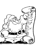 coloriage le pere noel et sa liste de cadeaux
